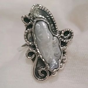 Baroque Pearl and sterling silver 925 reajustable ring